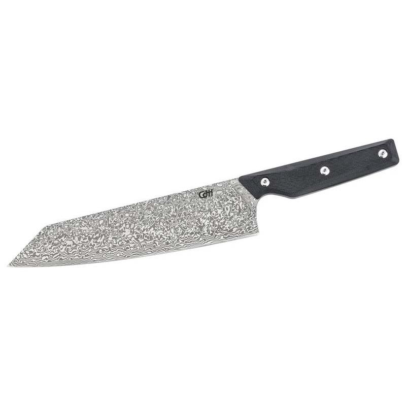 Cjh Kiritsuke-Messer Gro&szlig;, 110L Damast, Vg-10 Stahl, 60&plusmn;2 Hrc, G10, Schwarz, Geschenkverp.