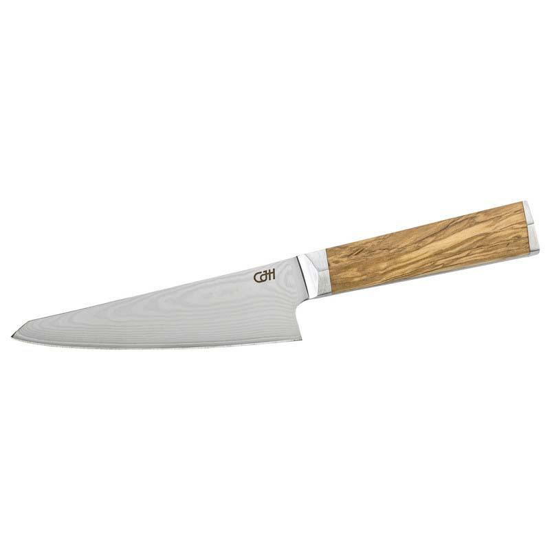 Cjh Kiritsuke-Messer Klein, 67-Lagen Damast, Jap. Aus-10 Stahl, 60&plusmn;2 Hrc, Olivenholz, Geschenkverp.