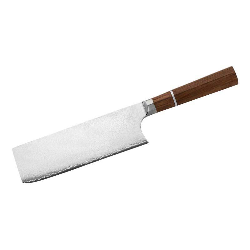 Cjh Kochmesser Chai Dao, 67-Lagen Damast, Kernlage Vg10 Stahl, Walnussholz-Griff, Hokkaku Griffform