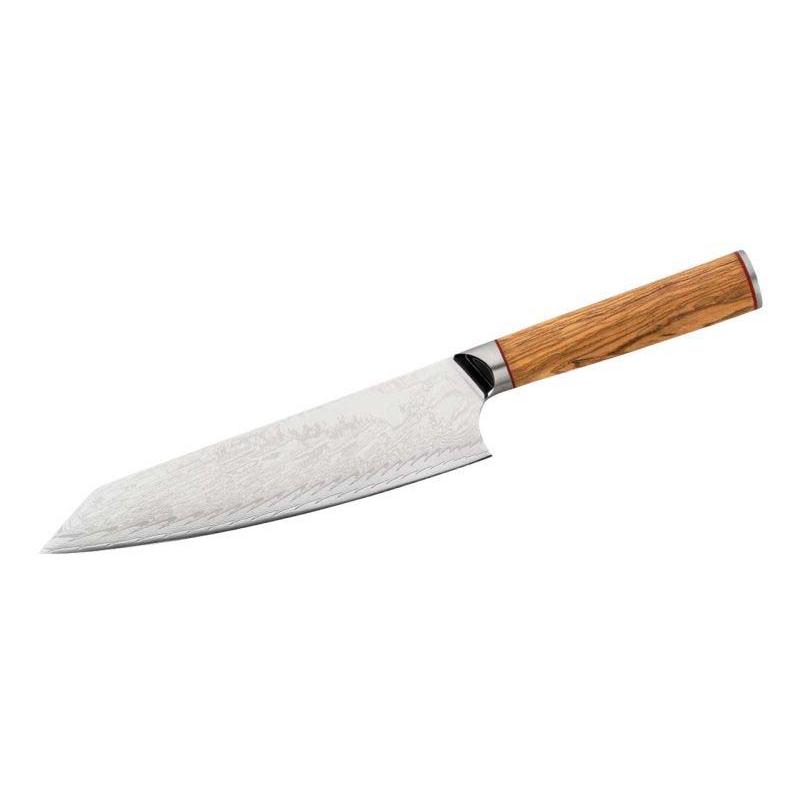 Cjh Kochmesser Chef, 67-Lagen Damast, Kernlage Aus-10 Stahl, Olivenholz-Griff, Kurigata Griffform