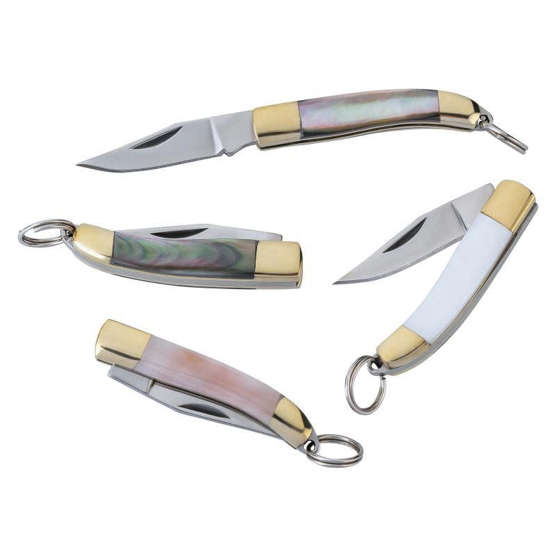 Cjh Mini-Messer, 4Er Set, Aisi 420 Stahl, Rostfrei, Abalone, Neusilber, Ring