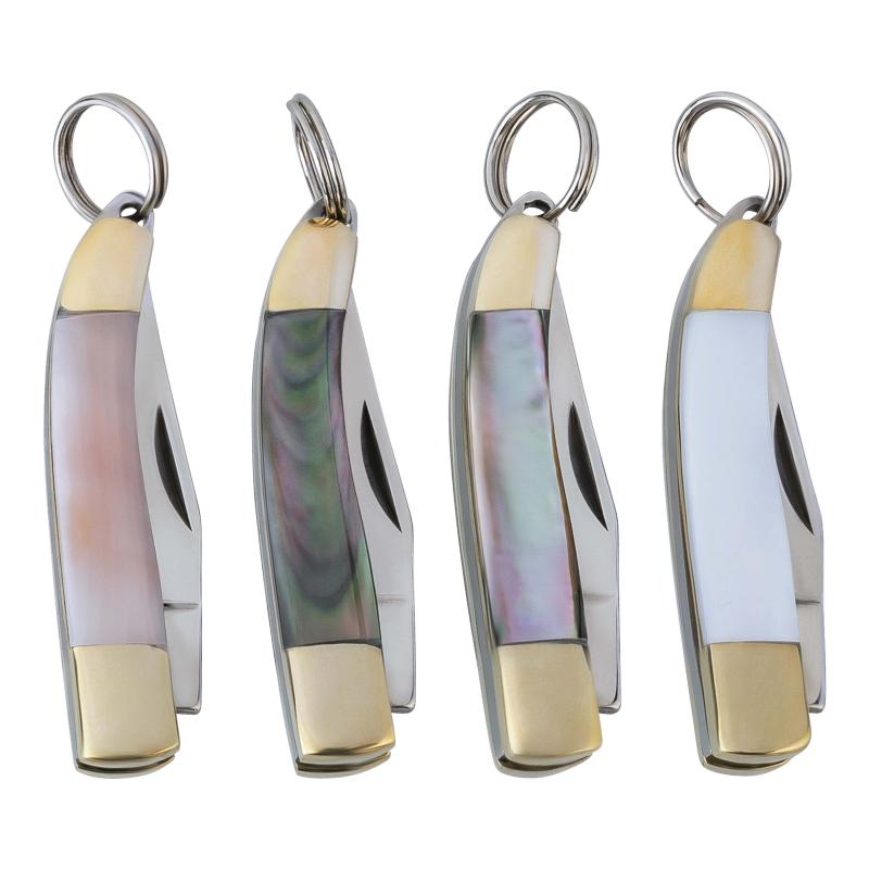 Cjh Mini-Messer, 4Er Set, Aisi 420 Stahl, Rostfrei, Abalone, Neusilber, Ring