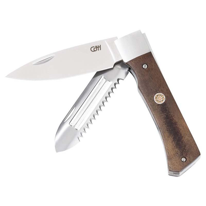 Cjh Outdoor Kochmesser, Sch&auml;lmesser + Fischschupper, 1.4116-Stahl, Rostfrei, Walnuss, Edelstahl