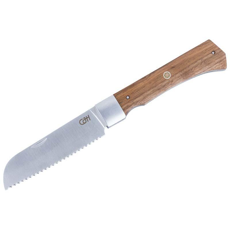 Cjh Outdoor Santoku-Messer, 1.4116-Stahl, Rostfrei, Wellenschliff, Walnuss, Edelstahl