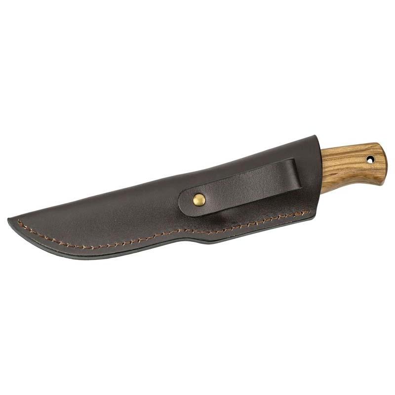 Cjh Outdoormesser, D2 Stahl, Full Tank Konstruktion, Rostfrei, Olivenholz-Griff, Lederscheide