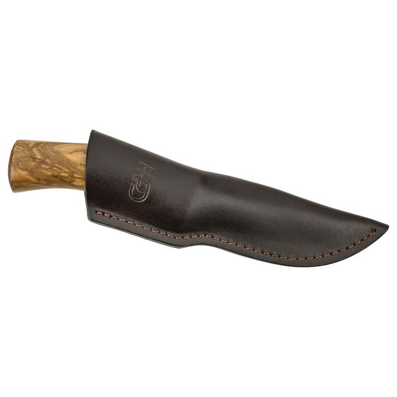 Cjh Outdoormesser, D2 Stahl, Rostfrei, Olivenholz-Griff, Lederscheide