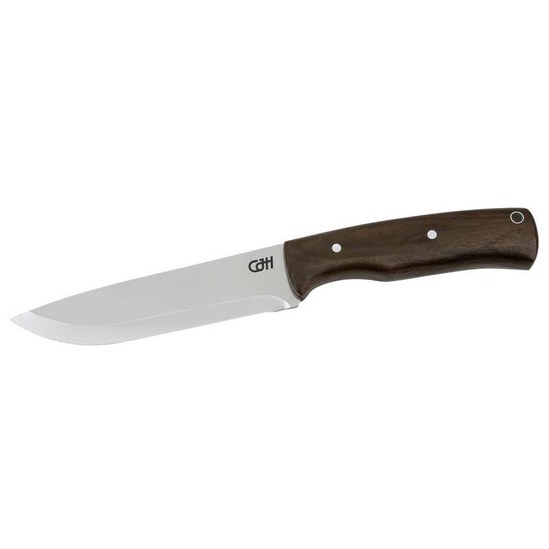 Cjh Outdoormesser, D2 Stahl, Full Tang Konstruktion, Rostfrei, Walnuss, Leder