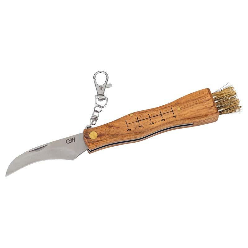 Cjh Pilzmesser, Aisi 420 Stahl, Rostfrei, Holz-Griff, Nagelhau, B&uuml;rste, Karabinerhaken