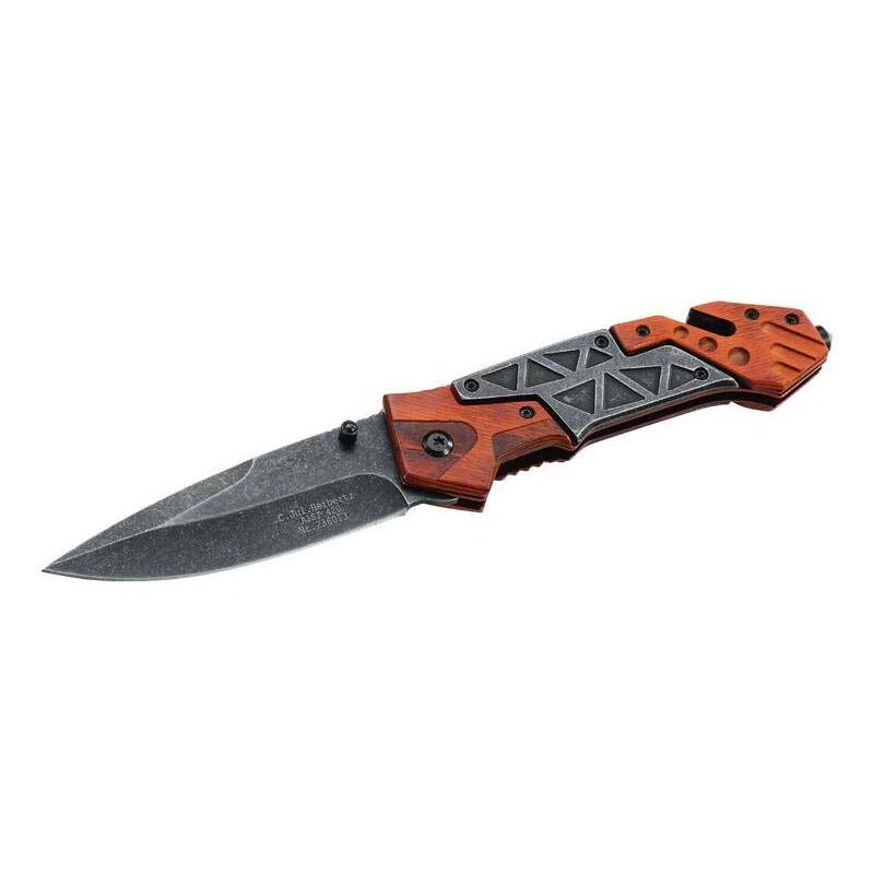 Cjh Rettungsmesser, Aisi 420 Stahl, Rostfrei, Pakkaholz, Gurt, Glasbrecher