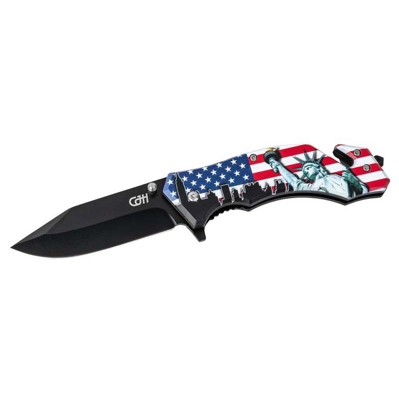 Cjh Rettungsmesser, Usa / New York, Aisi 420 Stahl, Rostfrei, Glas, Gurt