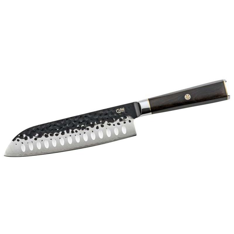 Cjh Santoku-Messer, 67-Lagen Damast, Vg-10 Kernlage, 60&plusmn;2 Hrc, Kullens., Ebenholz, Geschenkverp.