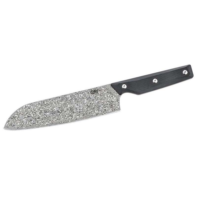 Cjh Santoku-Messer Gro&szlig;, 110L Damast, Vg-10 Stahl, 60&plusmn;2 Hrc, Kullens., G10, Schwarz, Geschenkverp.
