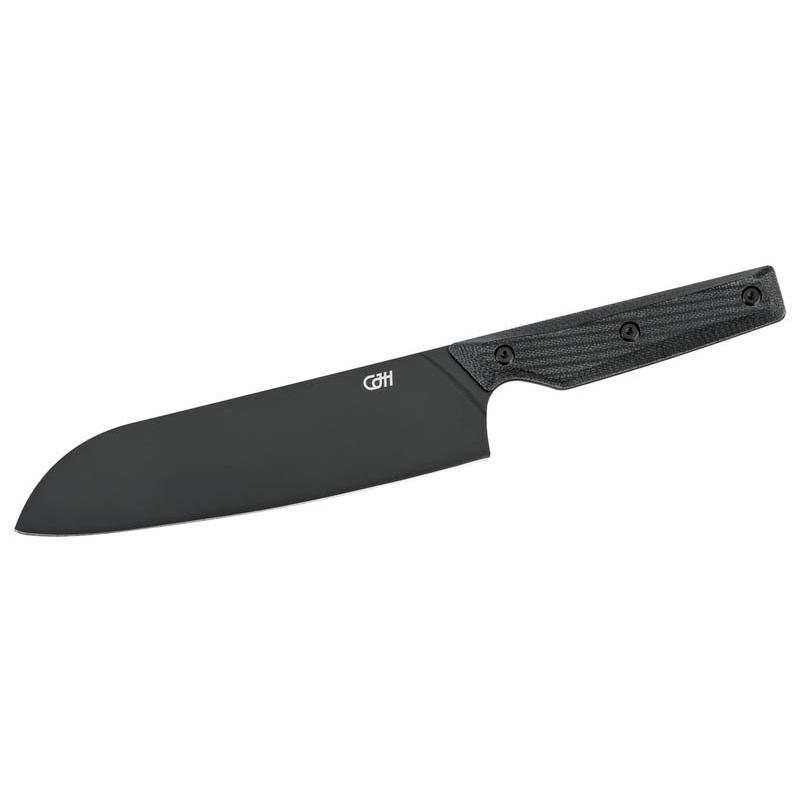 Cjh Santoku-Messer Gro&szlig;, Vg-10 Stahl, Black Titan, 60&plusmn;2 Hrc, Schwarze Geschenkverp.