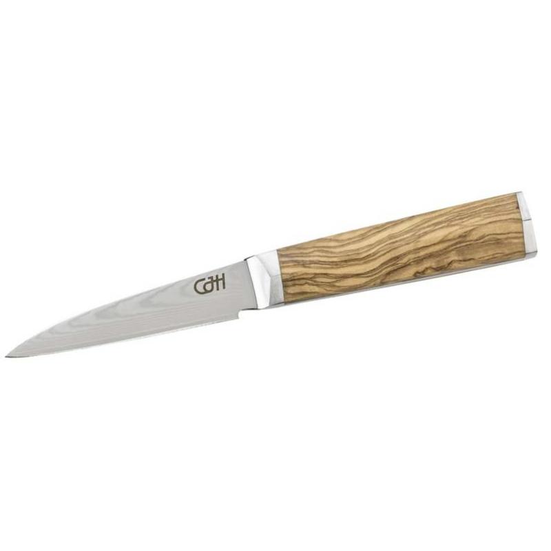 Cjh Sch&auml;lmesser, 67-Lagen Damast, Jap. Aus-10 Stahl, 60&plusmn;2 Hrc, Olivenholz, Geschenkverp.