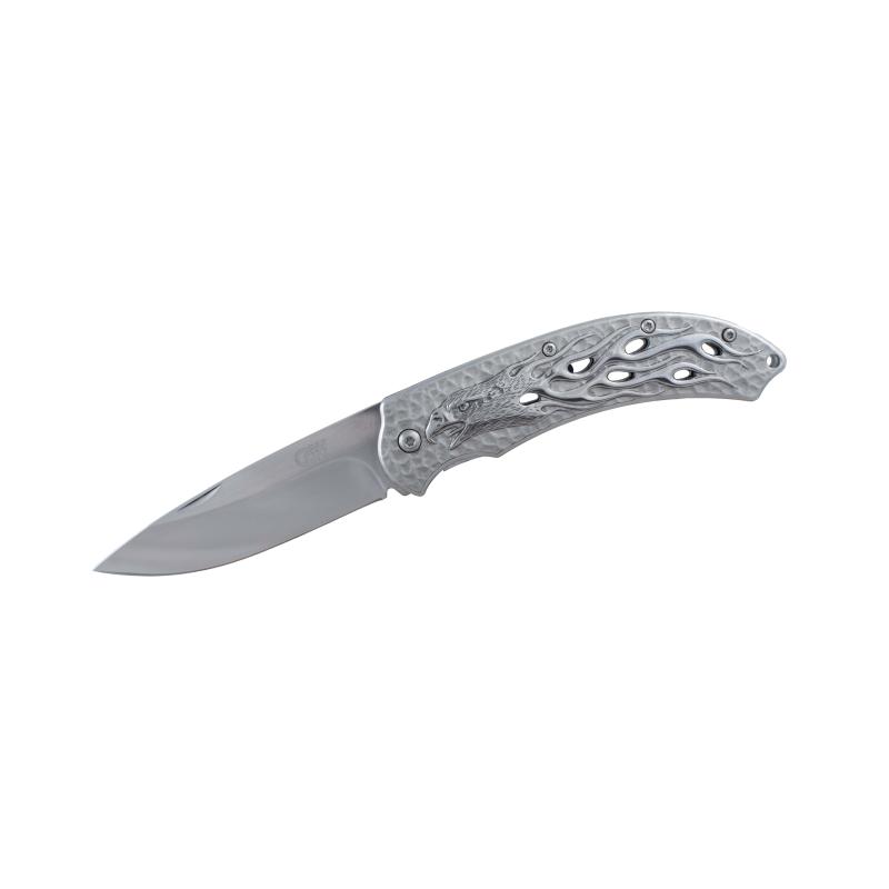 Cjh Taschenmesser, Aisi 420 Stahl, Rostfrei, Liner-Lock, Edelstahl, Poliert, Adler-Motiv, Clip, &Ouml;se