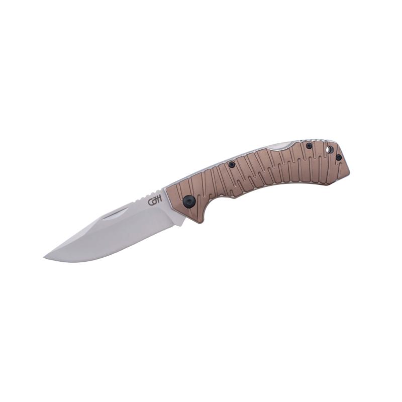 Cjh Taschenmesser, Aisi 420 Stahl, Rostfrei, Back-Lock, Aluminium-Griff, Satin Finish