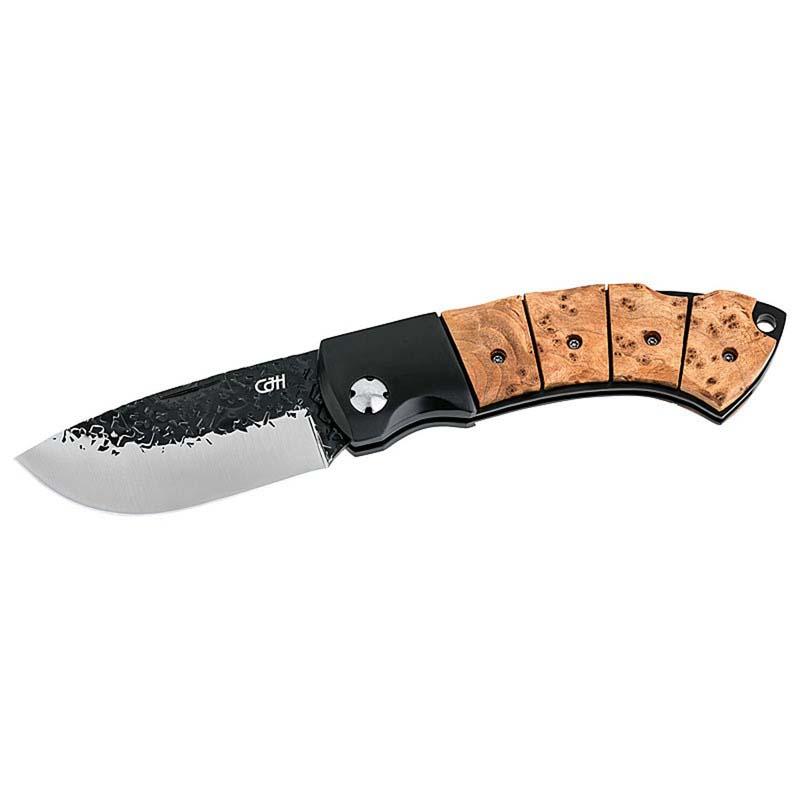 Produktbild Cjh Taschenmesser, Aisi 420 Stahl, Rostfrei, Birkenwurzelholz-Griff, Feststellbar, Droppoint