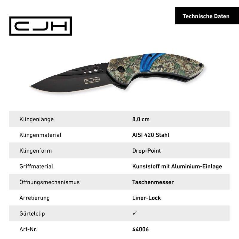 Cjh Taschenmesser, Aisi 420 Stahl, Rostfrei, Liner-Lock Kunststoff-Griff Mit Aluminiumeinlage, Clip
