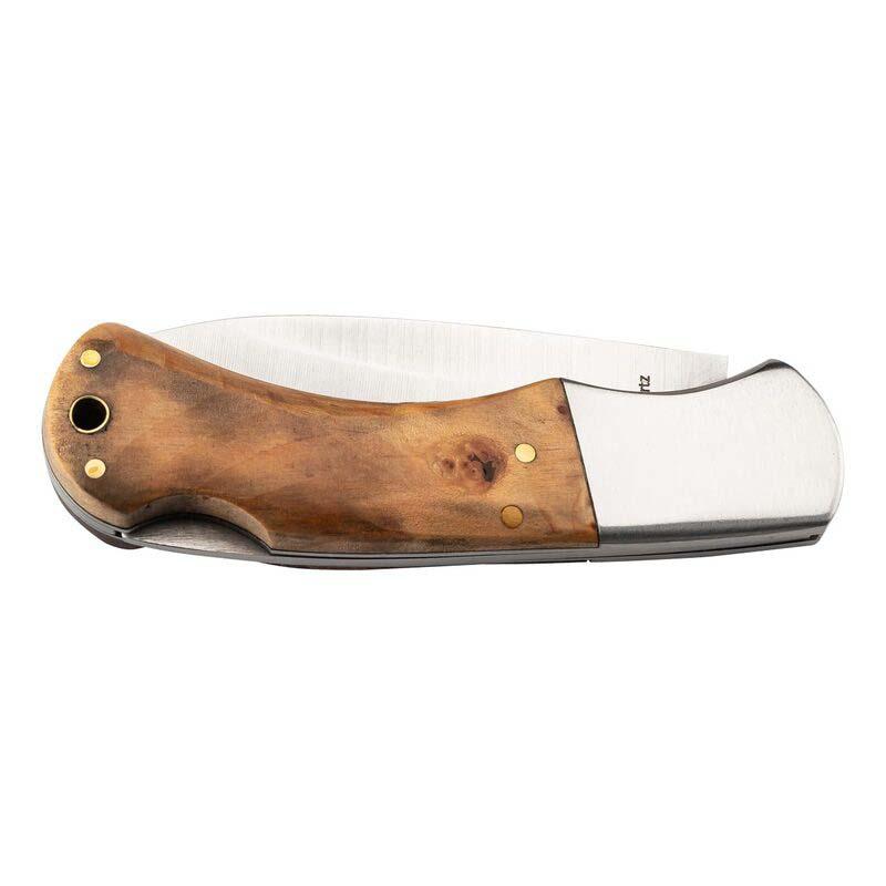 Cjh Taschenmesser, Aisi 420 Stahl, Rostfrei, Wurzelholz-Griff, Edelstahl-Backen, Holzbox