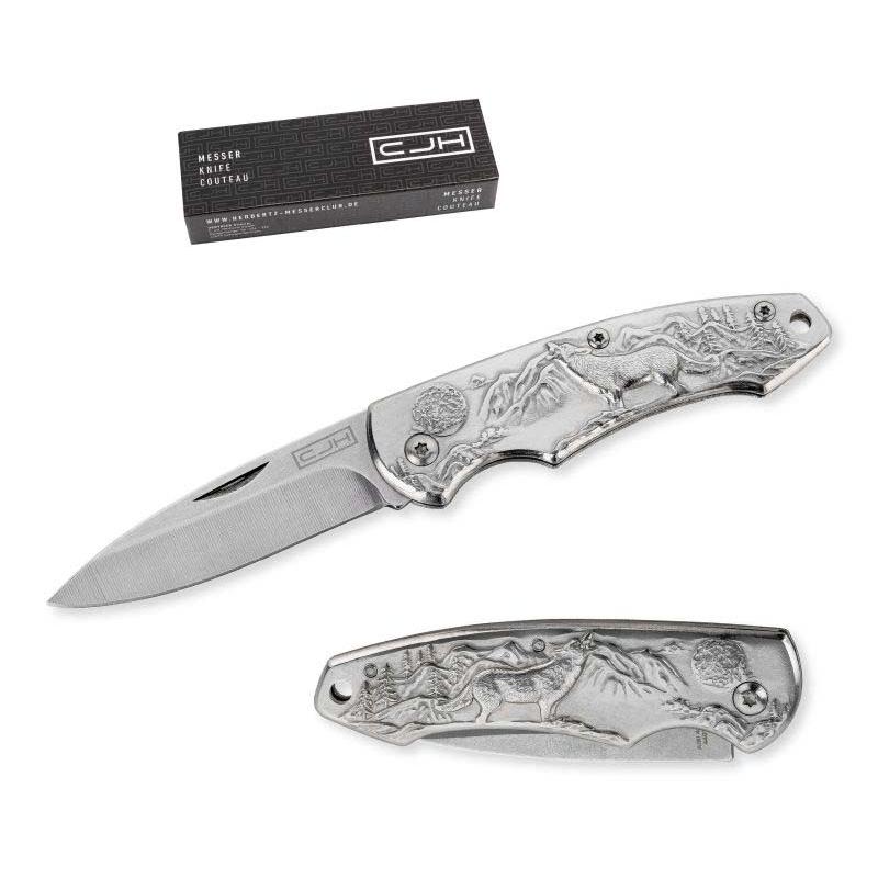 Cjh Taschenmesser, Aisi 420 Stahl, Rostfrei, Edelstahl-Griff, Fangriemen&ouml;se