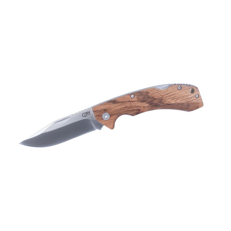 Cjh Taschenmesser, Aisi 420 Stahl, Rostfrei, Zebranoholz-Griff, Back-Lock, Fangriemen&ouml;se