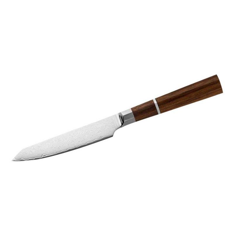 Cjh Universalmesser, 67-Lagen Damast, Kernlage Vg10 Stahl, Walnussholz-Griff, Hokkaku Griffform