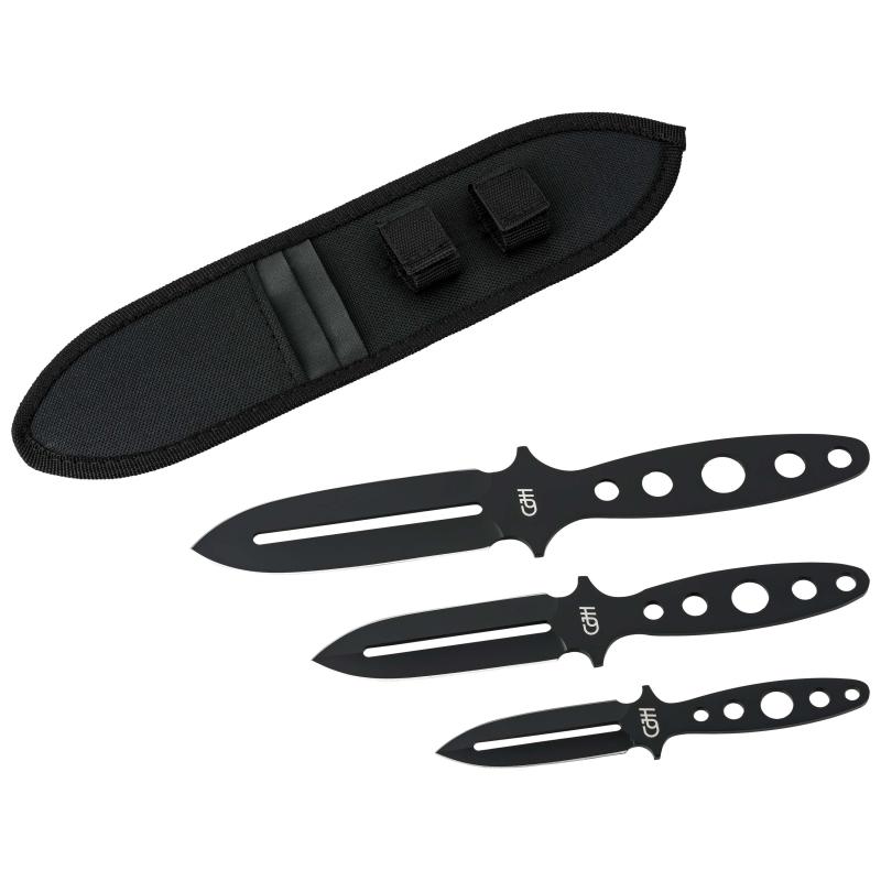 Cjh Wurfmesser-Set, 3-Teilig, Aisi 420 Stahl, Rostfrei, Beschichtet, Nylonscheide