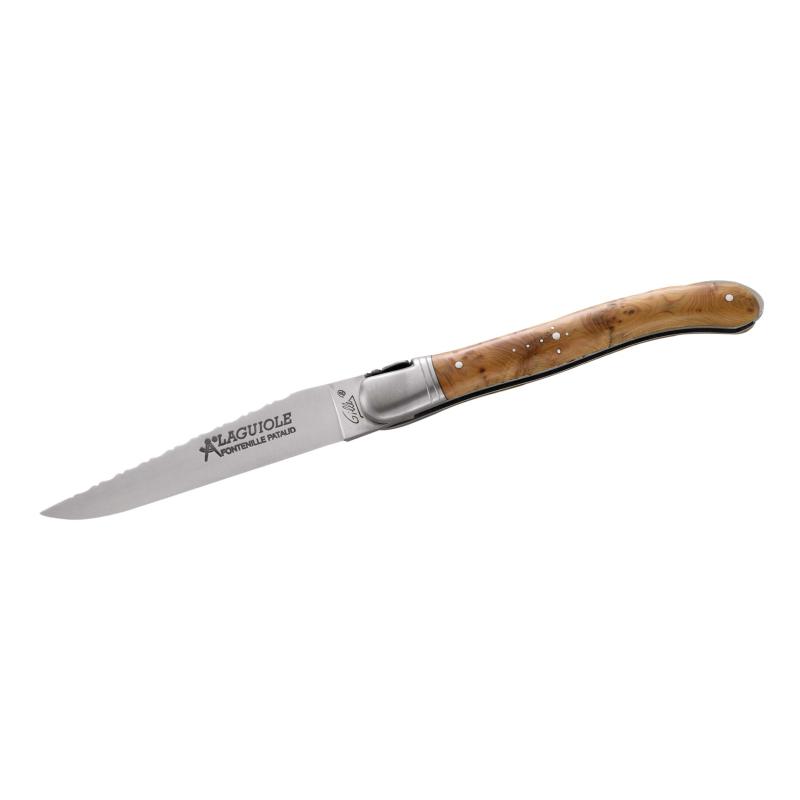 Produktbild Fontenille Pataud Laguiole Nature Taschenmesser, Stahl, Bl, Wacholder, R&uuml;ckenverr.