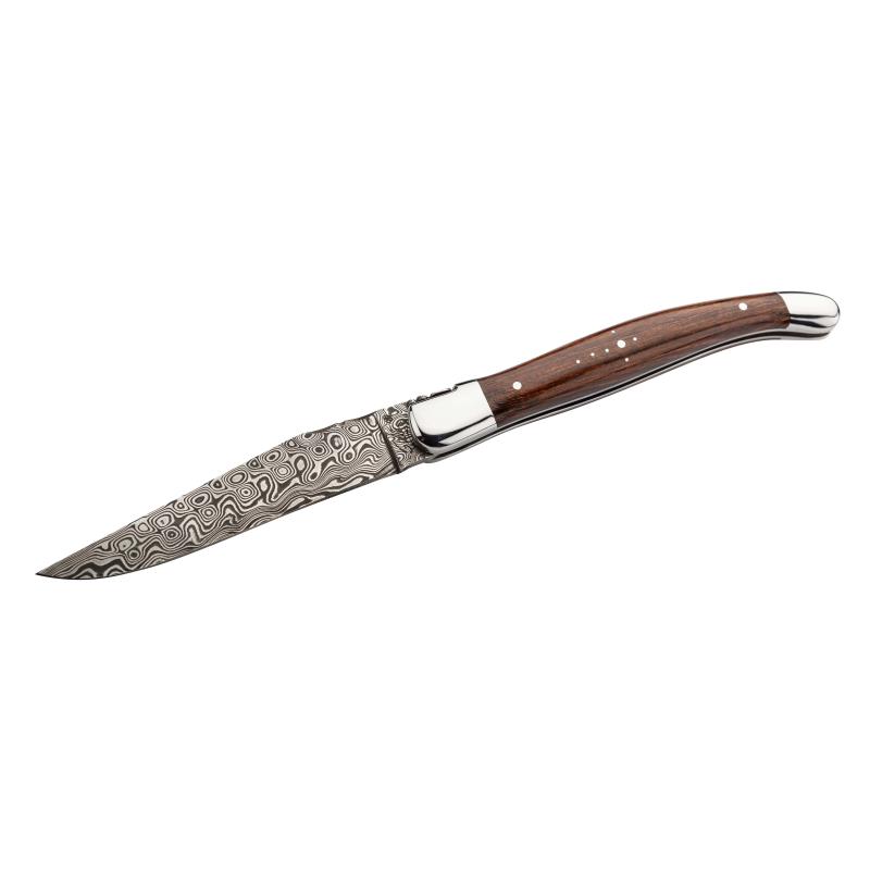 Produktbild Fontenille Pataud Laguiole Traditional Taschenmesser, 120-Lagen Rosendamast, Eisenholz, Edelstahl