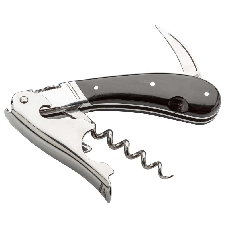 Fontenille Pataud Sommelier-Messer, Hochglanzpolierter Stahl, B&uuml;ffelhorn, Folienschn., Korkenz.