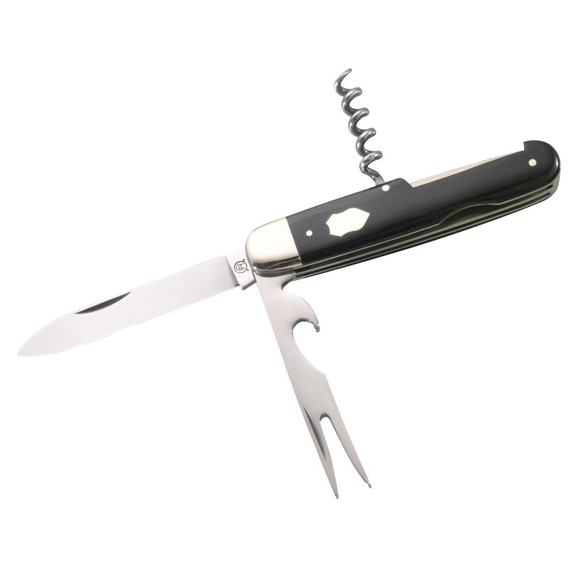 Hartkopf Taschenmesser Picknick, 3-Teilig, 1.4034-Stahl, Ebenholz-Griff, Neusilber-Backen
