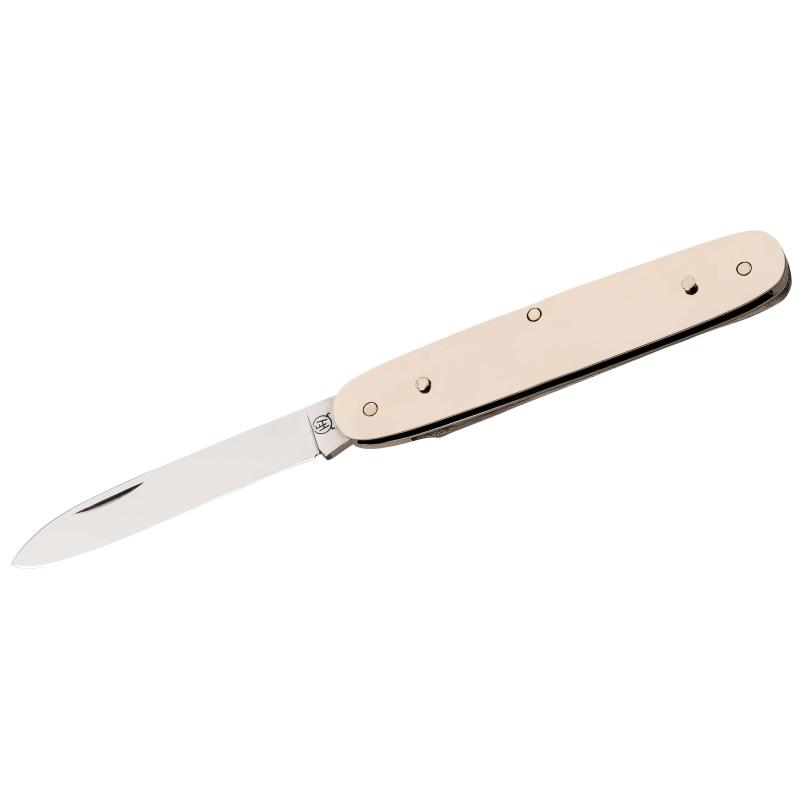 Hartkopf Taschenmesser Picknick, 3Tlg, 1.4034-Stahl, Hirschhorn, Neusilber, Gravurpl&auml;ttchen