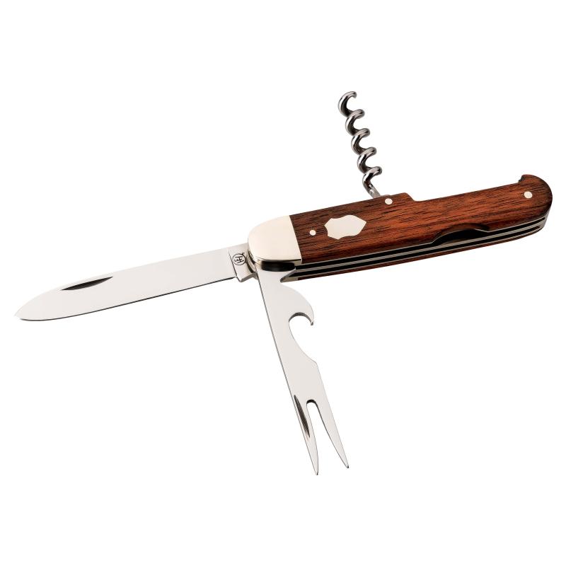 Hartkopf Taschenmesser Picknick, 3Tlg, 1.4034-Stahl, Rotholz-Griff, Neusilber, Gravurpl&auml;ttchen
