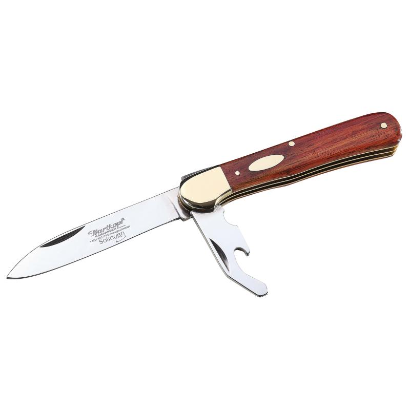 Hartkopf Taschenmesser, 1.4034-Stahl, Rotholz-Griff, Neusilber-Backen, Gravurpl&auml;ttchen