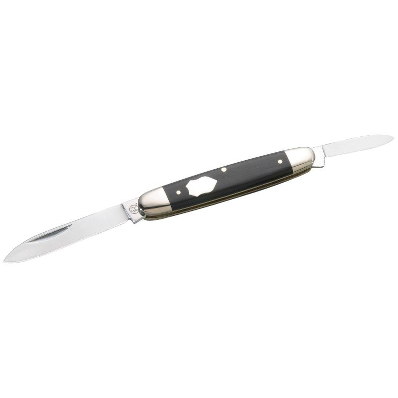 Hartkopf Taschenmesser, 1.4034-Stahl, Ebenholz-Griff, Neusilber-Backen, 2-Teilig