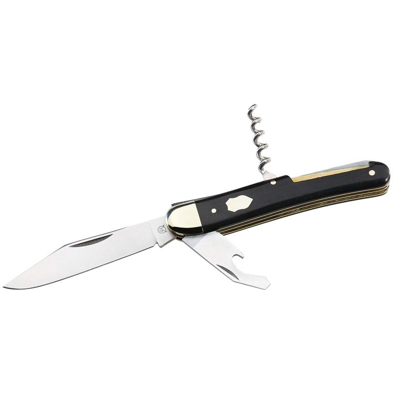Hartkopf Taschenmesser, 1.4110-Stahl, Ebenholz, Neusilber, Korkenz., Kombiwerkzeug, 3Tlg