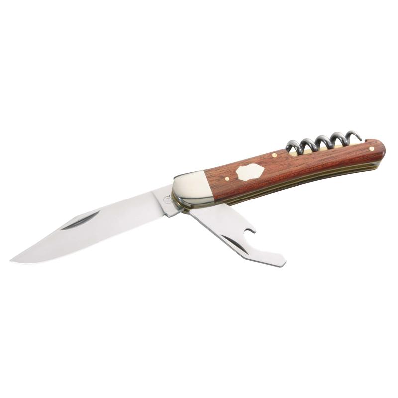 Hartkopf Taschenmesser, 1.4034-Stahl, Rotholz-Griff, Neusilber-Backen, 3-Teilig