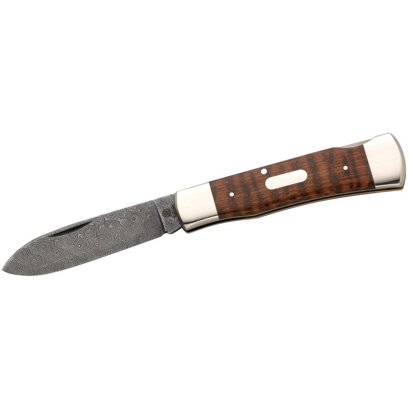 Hartkopf Taschenmesser, 300-Lagen Rosendamast, Schlangenholz, Neusilber, Gravurpl&auml;ttchen