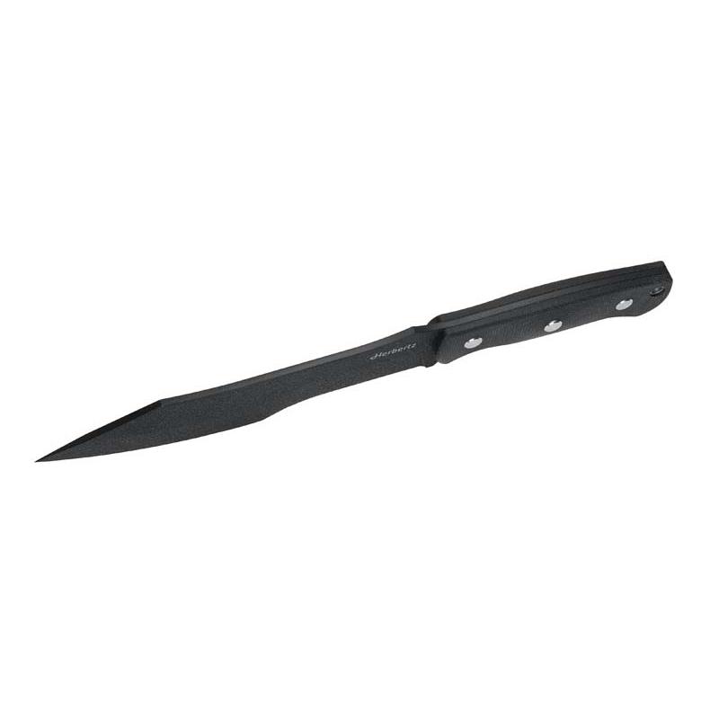 Herbertz Bushcraft- Und Survivalmesser D2 Schwarz Micarta, Lederscheide