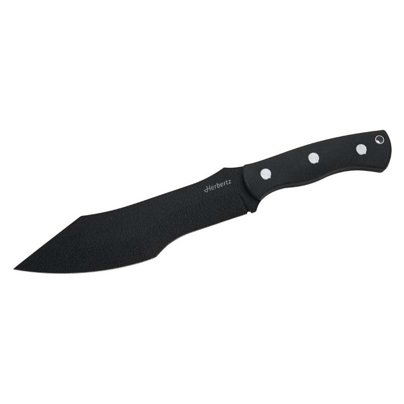 Herbertz Bushcraft- Und Survivalmesser D2 Schwarz Micarta, Lederscheide