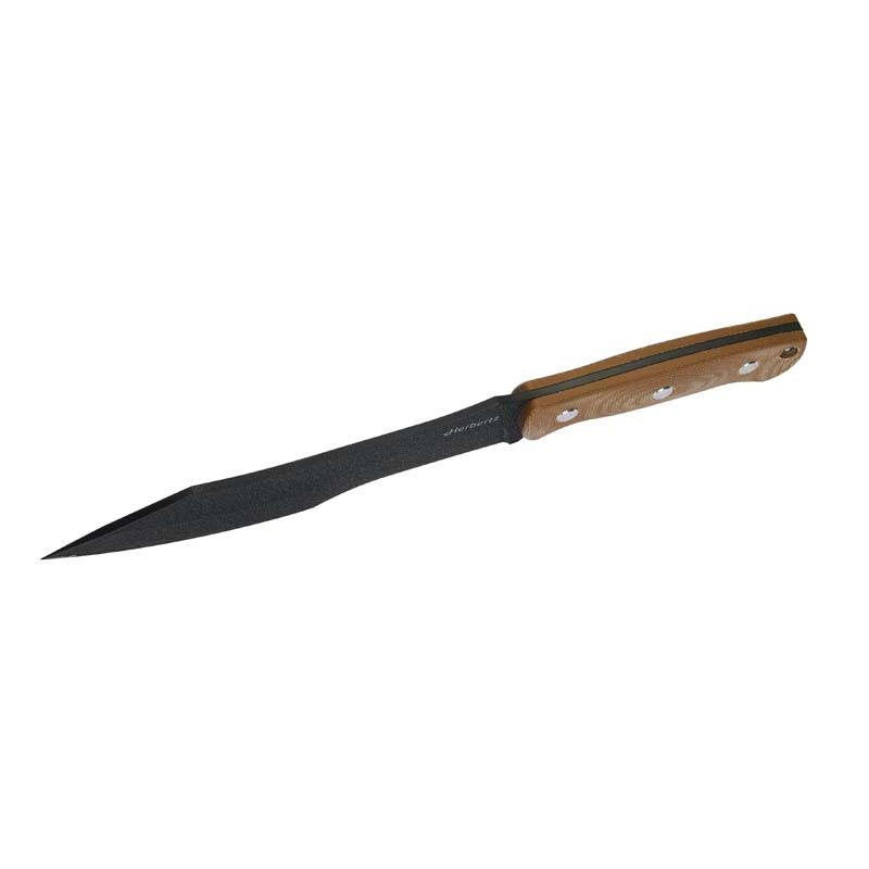 Herbertz Bushcraft- Und Survivalmesser D2 Desert Micarta Lederscheide