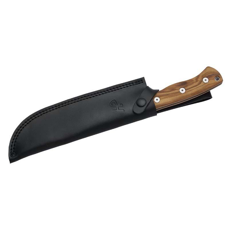 Herbertz Bushcraft- Und Survivalmesser D2, Olivenholz, Lederscheide