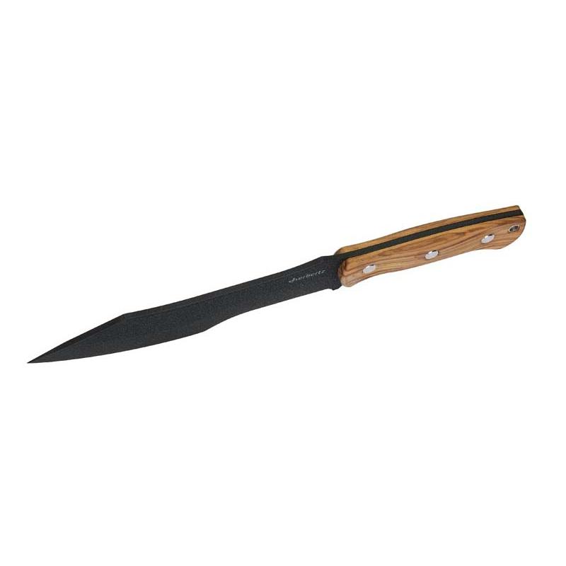 Herbertz Bushcraft- Und Survivalmesser D2, Olivenholz, Lederscheide