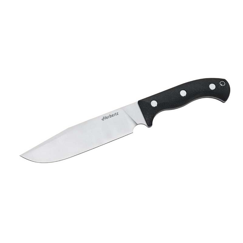 Herbertz Camp- Und Outdoormesser D2, Schwarz G10 Lederscheide
