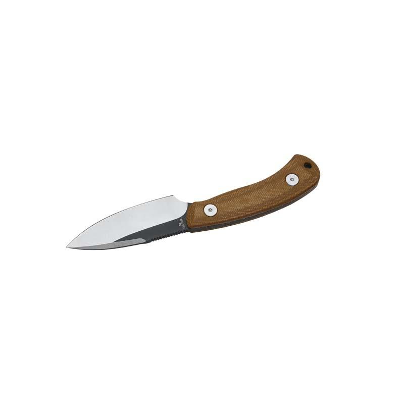 Herbertz G&uuml;rtelmesser D2, Braun Micarta , Rostfrei, Lederscheide