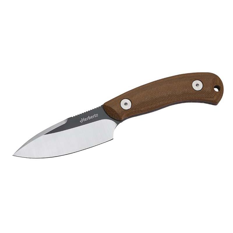 Herbertz G&uuml;rtelmesser D2, Braun Micarta , Rostfrei, Lederscheide