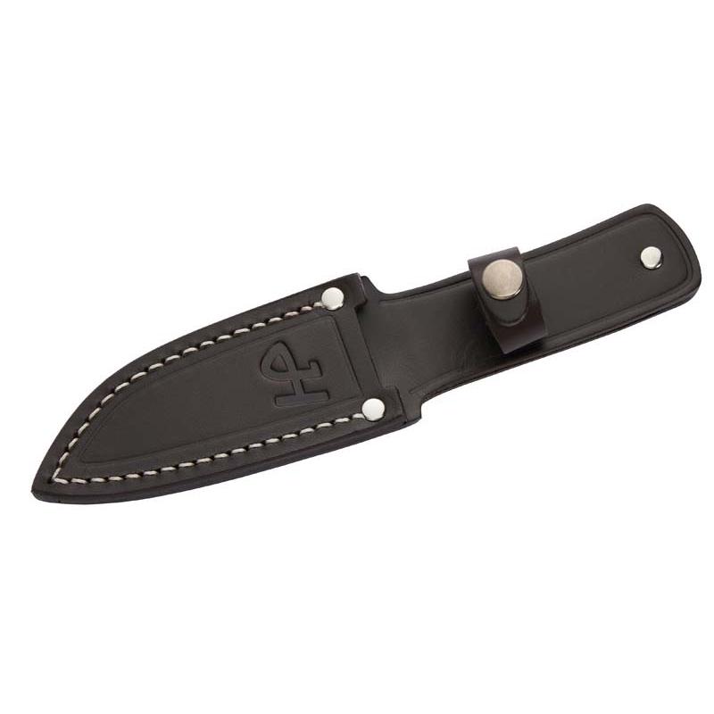 Herbertz Jagdmesser, Vanadium 1.4116-Stahl, Hirschhorn, Ft, Messing-Backen, Leder