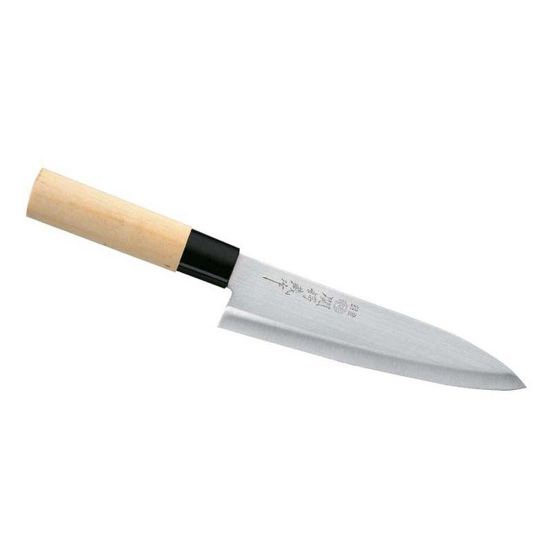 Herbertz Japanisches Kochmesser, Gyuto, Beidseitig Geschliffen, Edelstahl, Buchenholz-Griff