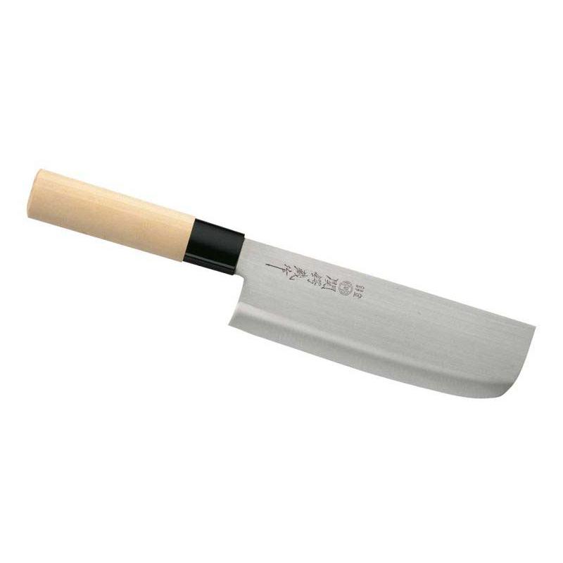 Herbertz Japanisches Kochmesser, Nakiri, 2-Seitig Angeschliffen, Edelstahl, Buchenholz-Griff