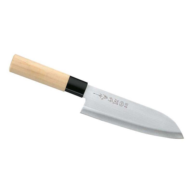 Herbertz Japanisches Kochmesser, Santoku, Beidseitig Geschliffen, Edelstahl, Buchenholz-Griff
